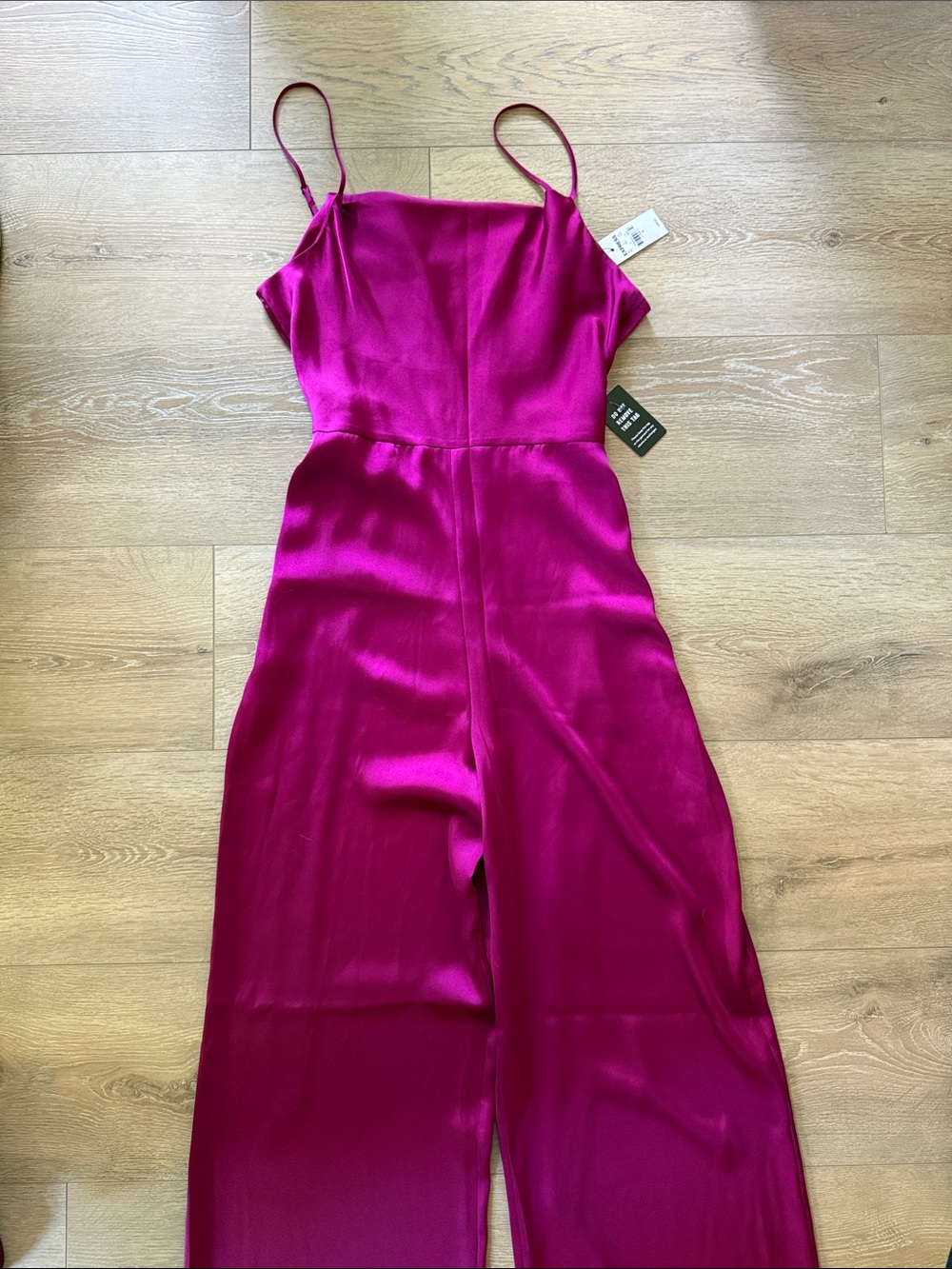 Express Hot Pink Satin Cowl-Neck Wide-Leg Jumpsuit